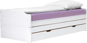 Pat extensibil FLOPY 90x200, alb, lemn, cu somiera
