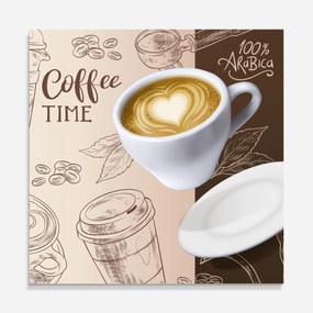 Panou Sticla Bucatarie, 60x60cm, Protectie aragaz, Antistropi, Termorezistent, Alimente, Cafea, Coffee Time