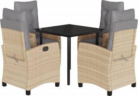 vidaXL Set mobilier pentru grădină, 5 piese, cu perne, bej, poliratan