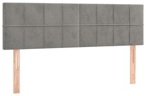 Pat box spring cu saltea, gri deschis, 140x200 cm, catifea Gri deschis, 140 x 200 cm, Cu blocuri patrate