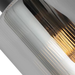 Spot de tavan Art Deco negru cu sticlă fumurie reglabil - Laura