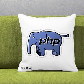 Perna Personalizata PHP Elephant, 40x40 cm, Alba Mata, Husa Detasabila, Perna Inclusa, BEKZ®
