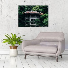 Tablou pe sticlă cu grădina japoneză națională (70x50 cm)
