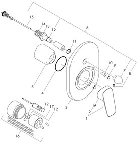 Set baterie cada - dus si corp incastrat, Hansgrohe, Logis, crom