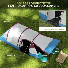 Outsunny Cort de Camping pentru 2-3 Persoane, Cort Tunel | Aosom Romania