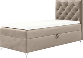 Pat cu boxspring, 90x200, ţesătură bej Velvet, pe dreapta, GULIETTE + cadou