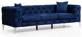 Canapea albastru-închis cu tapițerie din catifea 237 cm Como – Artie