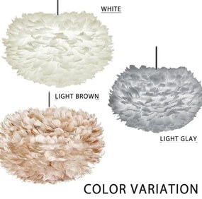 Abajur modern cu pene de gasca EOS gri deschis, 65cm