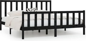 vidaXL Cadru de pat, negru, 200x200 cm, lemn masiv