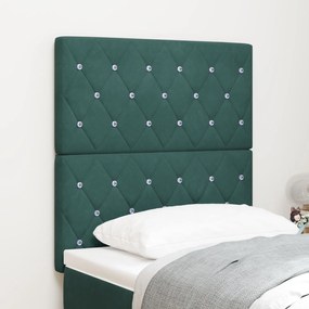 vidaXL Tăblia de pat din catifea verde închis cu butoane de cristal, 80 cm