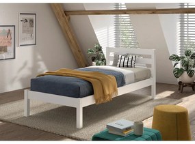 Pat pentru copii alb din lemn de pin fără somieră 90x200 cm Pino – Vipack