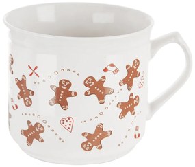 Cană albă din ceramică 500 ml cu model de Crăciun Gingerbread – Dakls