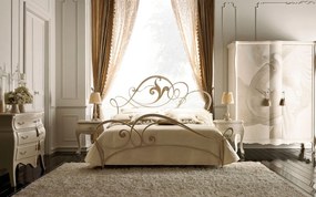 Pat lemn masiv Perlage – eleganță sculpturală din fier forjat - 180x200