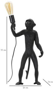 Lampa neagra din polirasina, soclu E27, max 40W, 26 x 34 x 55 cm, Monkey Mauro Ferreti
