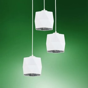 Lustră pe cablu SIRO 3xE27/15W/230V albă/argintie