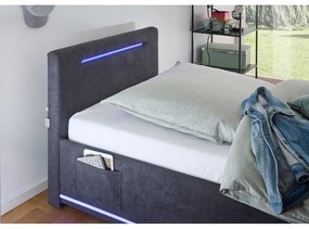 Pat pentru copii gri închis tapițat fără somieră 90x200 cm Circle – Meise Möbel