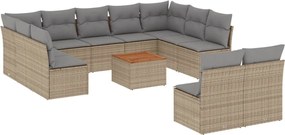vidaXL Set canapele de grădină, 12 piese, cu perne, bej, poliratan