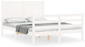 3195022 vidaXL Cadru de pat cu tăblie, alb, 120x200 cm, lemn masiv