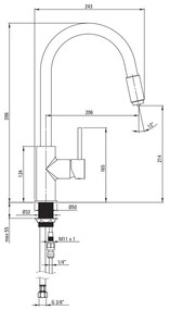 Baterie chiuveta bucatarie neagra cu conexiune la filtru de apa Deante Aster