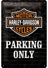 Placă metalică Harley-Davidson - Parking Only, (20 x 30 cm)