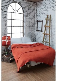 Cuvertură cărămizie din polar, fleece 150x200 cm Pom Pom – Mijolnir