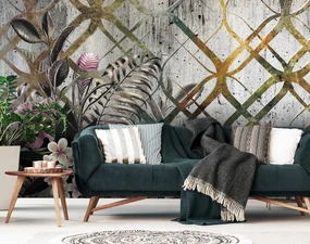 Fototapet - Plantele și ornament de aur (152,5x104 cm), în 8 de alte dimensiuni noi