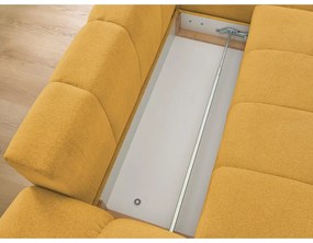 Colțar galben muștar extensibil/cu spațiu de depozitare cu tapițerie din chenille (cu colț pe partea dreaptă/cu șezlong) Everest – Bobochic Paris