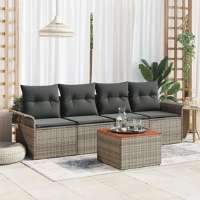 vidaXL Set de canapele pentru grădină 5 pcs Gri Rattan poli