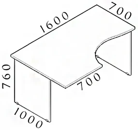 Birou ergonomic Visio 160 x 100 cm, stanga, nuc