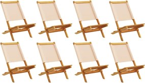 vidaXL Scaune de grădină pliabile, 8 buc., textil bej și lemn masiv