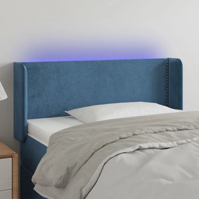 vidaXL Tăblie de pat cu LED, albastru închis, 93x16x78/88 cm, catifea