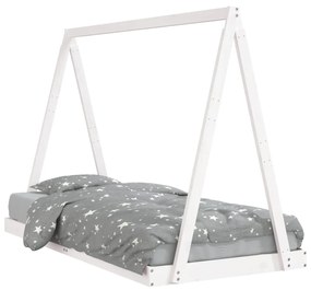 834532 vidaXL Cadru de pat pentru copii, alb, 90x190 cm, lemn masiv de pin