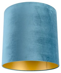 Abajur din catifea albastru 40/40/40 cu interior auriu