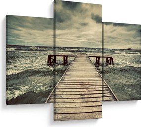 Tablou cu dig din lemn la mare (90x60 cm)