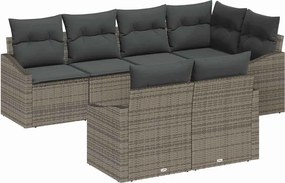 vidaXL Set de canapele pentru grădină cu pernă 7 pcs Gri poliratan