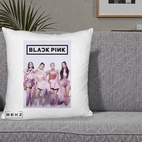 Perna Personalizata K-pop BLACKPINK Poster Roz Tinute Coordonate, 40x40 cm, Alb Pufos, Husa Detasabila, Perna Inclusa, BEKZ®