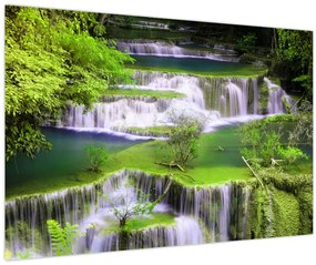 Tablou - Cascada Huay Mae Khamin, Kanchanaburi, Thailanda (90x60 cm)