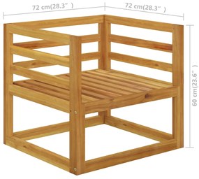 Set mobilier de gradina cu perne 12 piese crem lemn masiv acacia Crem, 3x colt + 5x mijloc + fotoliu + 2x suport pentru picioare + masa, 1