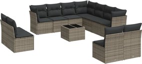 vidaXL Set canapea de grădină cu perne, 12 piese, gri, poliratan