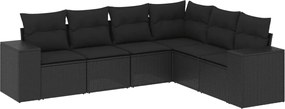 vidaXL Set mobilier de grădină cu perne, 6 piese, negru, poliratan