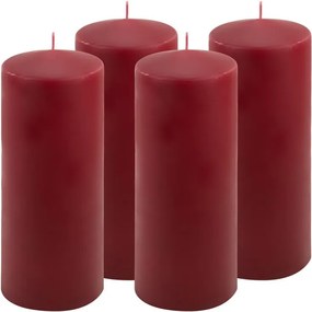 Set de lumânări, 25 cm, Ø 10 cm, burgundy, 4 buc