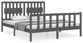 3192433 vidaXL Cadru de pat cu tăblie, gri, king size, lemn masiv
