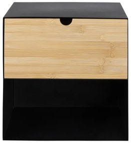 Noptieră cu posibilitate de montare pe perete BEKIM negru/bambus