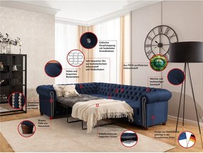 Colțar albastru extensibil cu tapițerie din catifea (cu colț pe partea stângă/în formă de ”L”) York Blik – Ropez