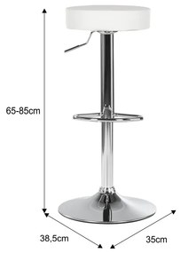 Scaun de bar, piele eco albă/crom, ADALIN