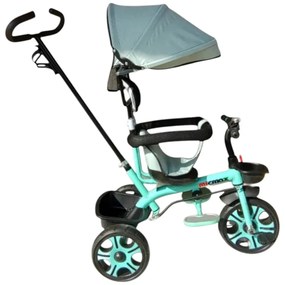 Tricicleta cu copertina detasabila NOVOKIDS™ My first Trike, Roti din spuma cauciucata, Maner de ghidaj pentru parinti, Cadru metalic, Dimensiuni