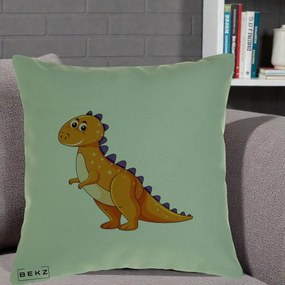 Perna Decorativa T-Rex Portocaliu, 40x40 cm, Verde, Husa Detasabila, Perna Inclusa, BEKZ®