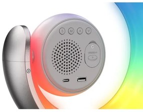 Immax 08985L-LED Lampă de birou RGBW cu ceas, LED 20W, USB 5V, argintiu