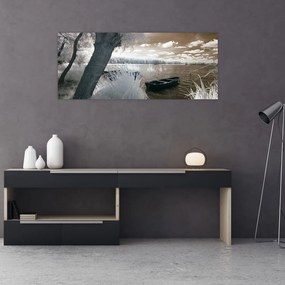 Tablou cu barca pe lac (120x50 cm)