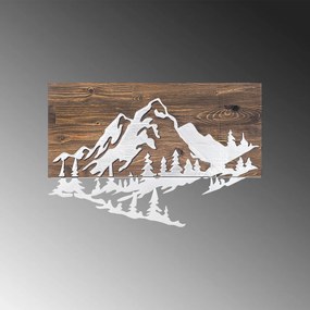 Accesoriu decorativ de perete din lemn Mountain v2 argintiu